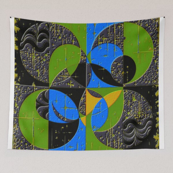 Item preview, 4 part abstract dark fluorescence colorful geometric abstract design designed and sold by SmashingDeals.