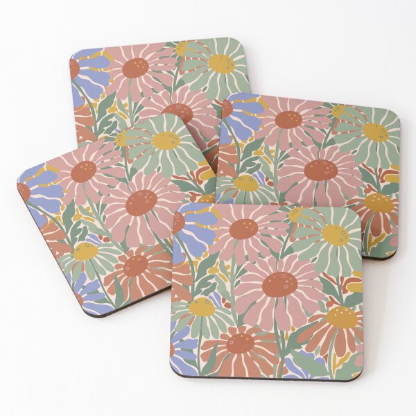 Item preview, Retro 70s Floral Garden - Boho Groovy Daisy Pattern in Earthy Tones designed and sold by Far Out Goods.