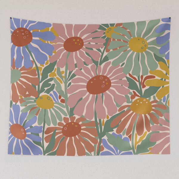 Item preview, Retro 70s Floral Garden - Boho Groovy Daisy Pattern in Earthy Tones designed and sold by Far Out Goods.