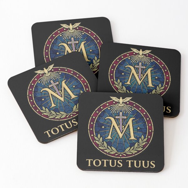 Item preview, Totus Tuus Marian Crest - Stained Glass Catholic Art designed and sold by LumenWear | Modern Catholic Apparel & Christian Gifts.