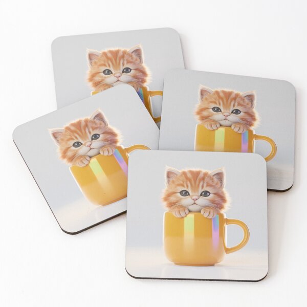 Item preview, Orange Tabby Kitten in a Yellow Cup designed and sold by Brochamorocha.