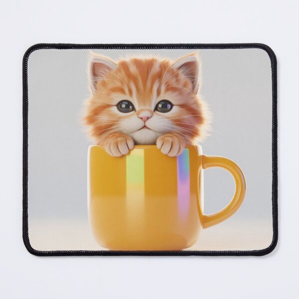 Item preview, Orange Tabby Kitten in a Yellow Cup designed and sold by Brochamorocha.