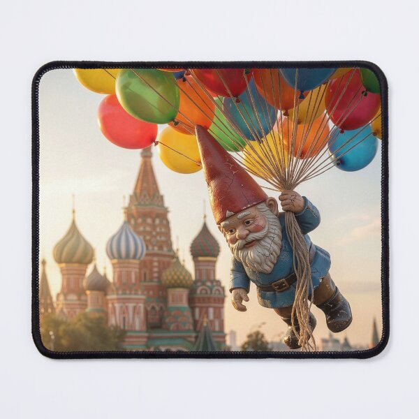Item preview, Gnome Flies Past Saint Basil's Cathedral in Moscow designed and sold by Tridentulus.