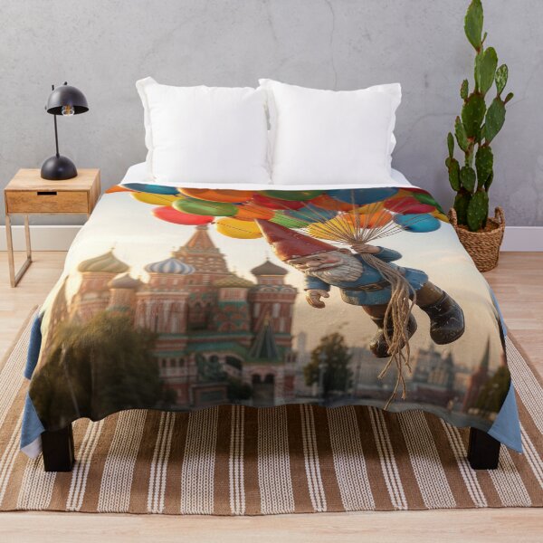 Item preview, Gnome Flies Past Saint Basil's Cathedral in Moscow designed and sold by Tridentulus.