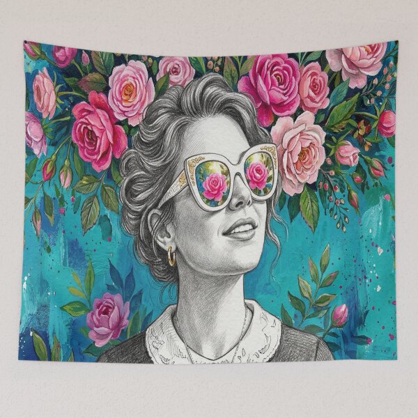 Item preview, Rose-Colored Radiance: A Floral Fantasy Portrait designed and sold by MakarenaCreate.