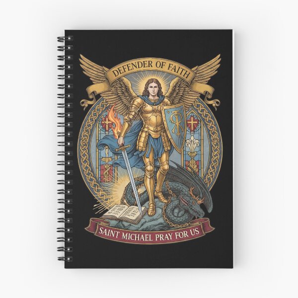 Item preview, Saint Michael Defender of Faith - Spiritual Warfare Art designed and sold by LumenWear | Modern Catholic Apparel & Christian Gifts.