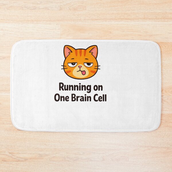 Item preview, Running on One Brain Cell Orange Cat Funny Meme designed and sold by Lovestickerco.