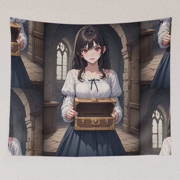 Item preview, Medieval vampire girl holding a chest designed and sold by ArtsJulian.