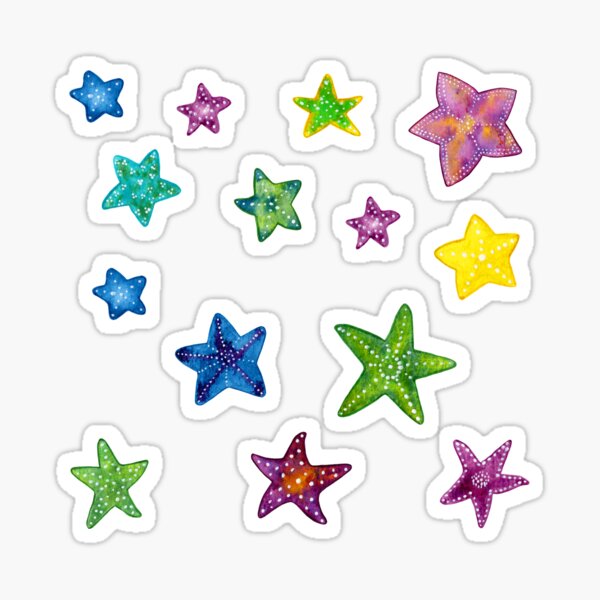 Vista previa del artículo con la obra «Etiquetas engomadas pequeñas de la estrella de mar», diseñado y vendido por dragonstarart.