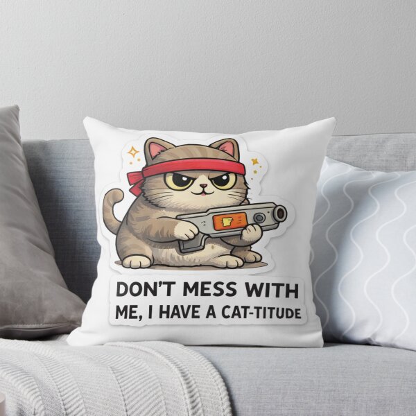 Item preview, Funny Angry Cat Gamer Sticker Cat-titude Cartoon Design designed and sold by MyDesignNest1.