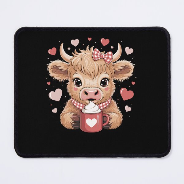 Item preview, Valentine Highland Cow Cute Cow Drinking Coffee Girls designed and sold by Dressed For Duty.