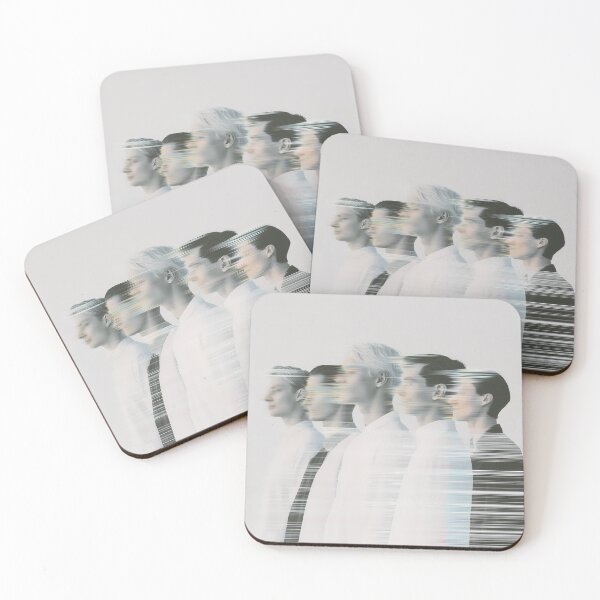 Item preview,  Minimalist Black and White Portrait of Five Men with Glitch Effect designed and sold by Mindrender.