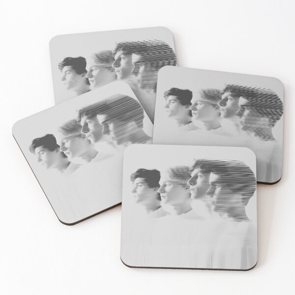 Item preview,  Minimalist Black and White Portrait of Five Men with Glitch Effect designed and sold by Mindrender.