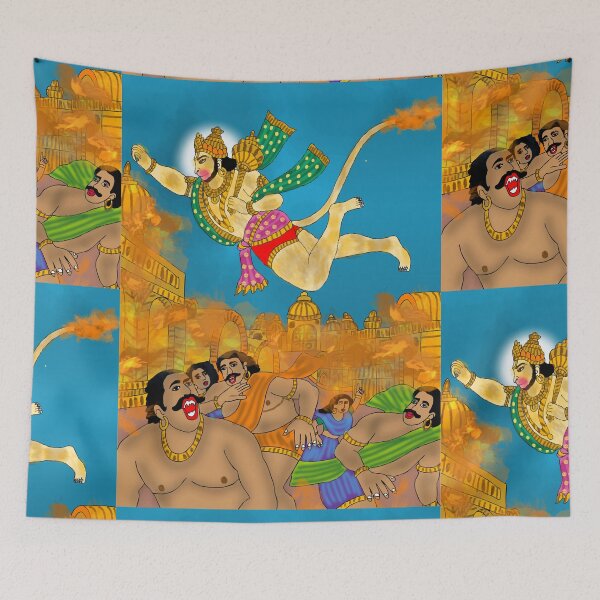 Item preview, Lord Hanuman Powerful Design – Hindu Devotional Warrior Art designed and sold by Harshit_Digital_Arts.