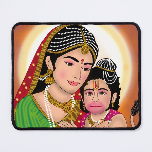 Item preview, Hanuman Ji With His Mother Anjana Spiritual Artwork – Sacred Hindu Mythology Design designed and sold by Harshit_Digital_Arts.