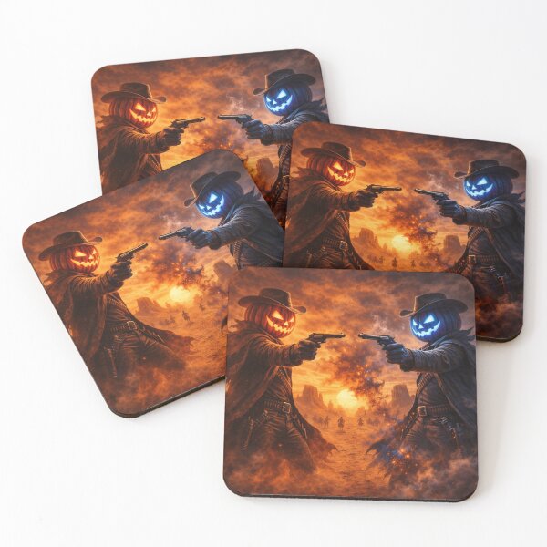 Item preview, Headless Horseman High Noon – Dual Flame Halloween Western Art designed and sold by TheHorsemanRidesAgain.