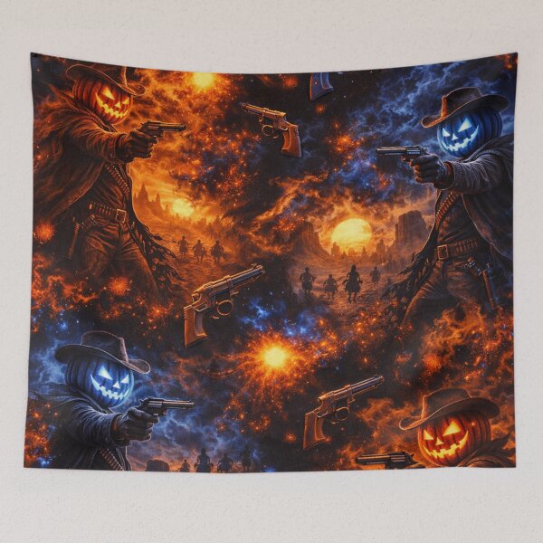Item preview, Headless Horseman High Noon – Dual Flame Halloween Western Art designed and sold by TheHorsemanRidesAgain.