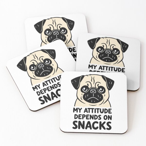 Item preview, Funny Pug - My Attitude Depends On Snacks designed and sold by Ink&Cotton69.