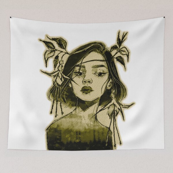 Item preview, FUCHSIA FLOWER CROWN WOMAN OLIVE GOLD designed and sold by melyverso.