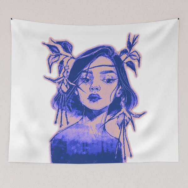 Item preview, FUCHSIA FLOWER CROWN WOMAN ELECTRIC BLUE designed and sold by melyverso.