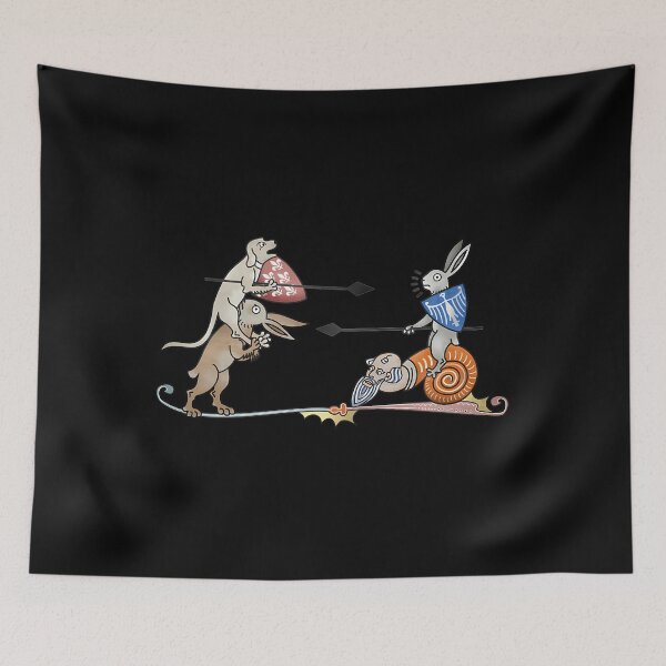 Item preview, Medieval Marginalia Dog Jousting Rabbit designed and sold by pkaqgiho65.