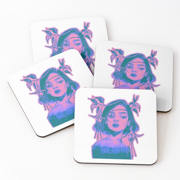 Item preview, FUCHSIA FLOWER CROWN WOMAN CYAN MAGENTA designed and sold by melyverso.