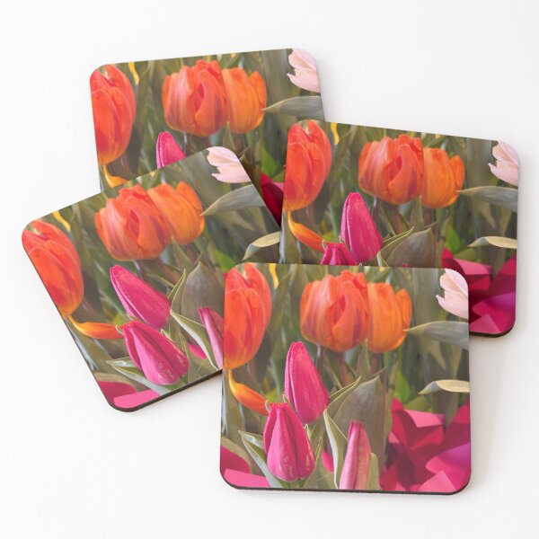 Item preview, Pink and Orange Tulips – Spring Bouquet with Gift Wrap Detail designed and sold by aadventures.