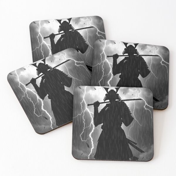 Item preview, Samurai in Storm Lightning Rain Warrior Silhouette designed and sold by EllDAV777.