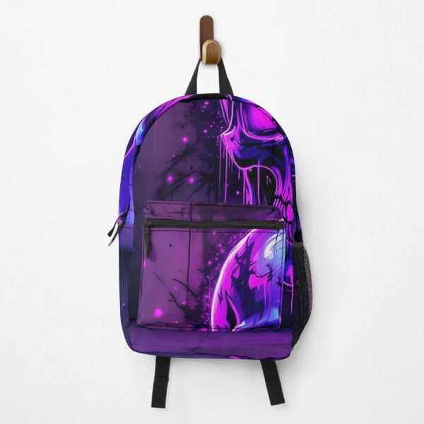 Item preview, Neon Skull Cyberpunk Art, Glowing Purple Skull Aesthetic, Dark Street Style Wall Art designed and sold by DreamyWallVibes.