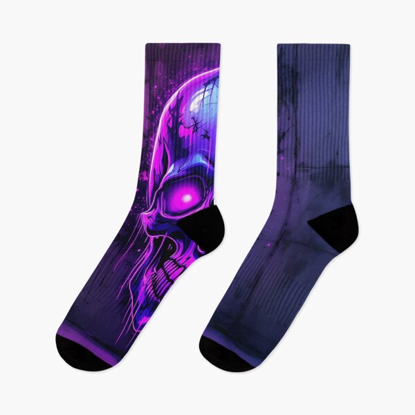Item preview, Neon Skull Cyberpunk Art, Glowing Purple Skull Aesthetic, Dark Street Style Wall Art designed and sold by DreamyWallVibes.