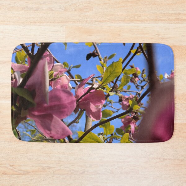 Item preview, Blooming Pink Magnolia Tree Against Blue Sky designed and sold by vikko-art.