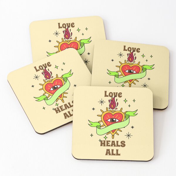 Item preview, Love Heals All Flaming Eye Heart Art – Sacred & Mystical Boho Quote designed and sold by WellspringXflow.