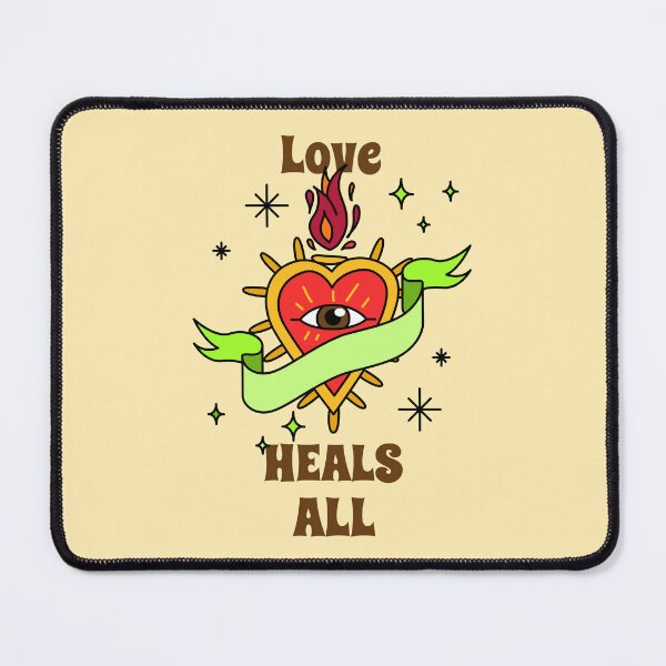 Item preview, Love Heals All Flaming Eye Heart Art – Sacred & Mystical Boho Quote designed and sold by WellspringXflow.