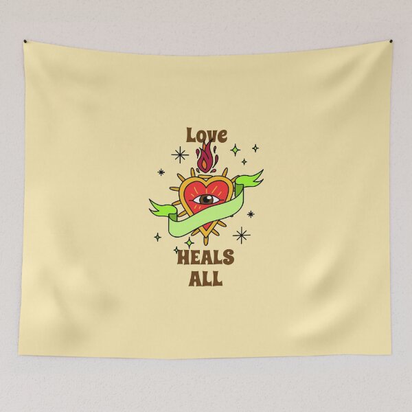 Item preview, Love Heals All Flaming Eye Heart Art – Sacred & Mystical Boho Quote designed and sold by WellspringXflow.