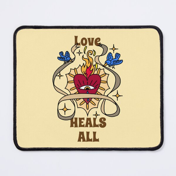 Item preview, Love Heals All Flaming Eye Heart – Blue Birds and Ribbon Tattoo Art designed and sold by WellspringXflow.