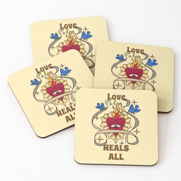 Item preview, Love Heals All Flaming Eye Heart – Blue Birds and Ribbon Tattoo Art designed and sold by WellspringXflow.