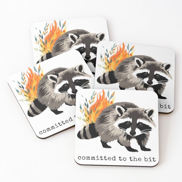 Item preview, Committed to the Bit – Chaotic Raccoon Fire Meme Graphic designed and sold by halesyeahhh.