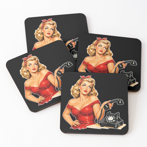 Item preview, Annoyed pin-up girl: retro graphics on the phone designed and sold by Pineapple-Tree.