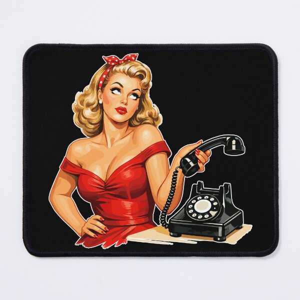 Item preview, Annoyed pin-up girl: retro graphics on the phone designed and sold by Pineapple-Tree.