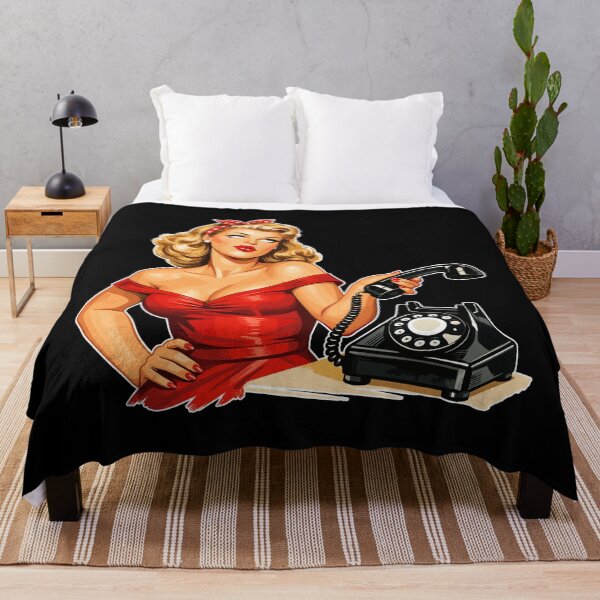 Item preview, Annoyed pin-up girl: retro graphics on the phone designed and sold by Pineapple-Tree.