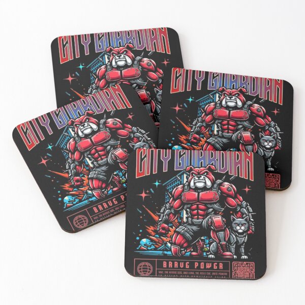 Item preview, City Guardian - Superhero Cyborg Bulldog & Cat Comic Art designed and sold by GenZFashion000.