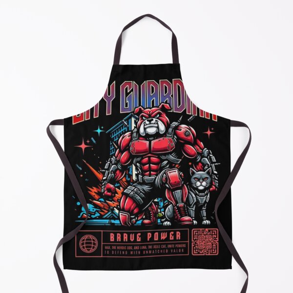 Item preview, City Guardian - Superhero Cyborg Bulldog & Cat Comic Art designed and sold by GenZFashion000.