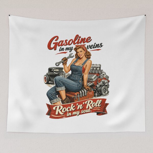 Item preview, Retro Pin-up Hot Rod: Gasoline & Rock n Roll Soul designed and sold by Pineapple-Tree.