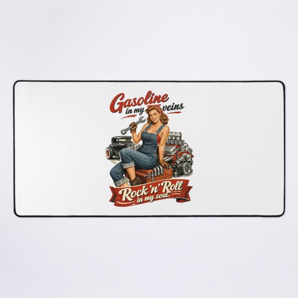 Item preview, Retro Pin-up Hot Rod: Gasoline & Rock n Roll Soul designed and sold by Pineapple-Tree.