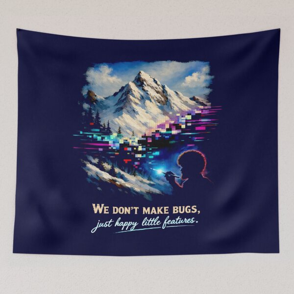 Item preview, Bob Ross Happy Little Features Glitch Landscape designed and sold by SplashTastic.