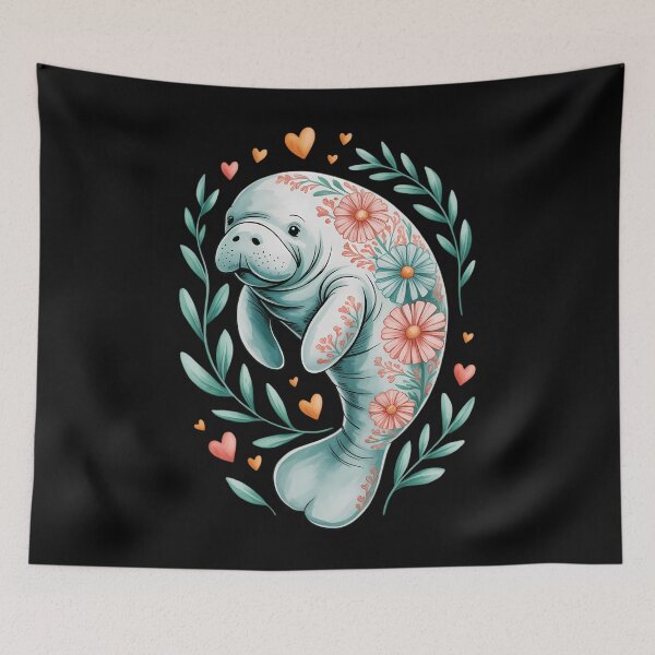 Item preview, Boho Floral Manatee Ocean Summer Beach Lover Sea Animal designed and sold by HellD3vil-Art.