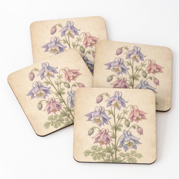 Item preview, Soft Floral Columbine Botanical Print – Vintage Aquilegia Antique Flower Wall Art designed and sold by Darlin8888.