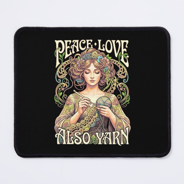 Item preview, Peace Love Also Yarn Funny Vintage Crochet Crocheting Girl designed and sold by GrandeDuc.