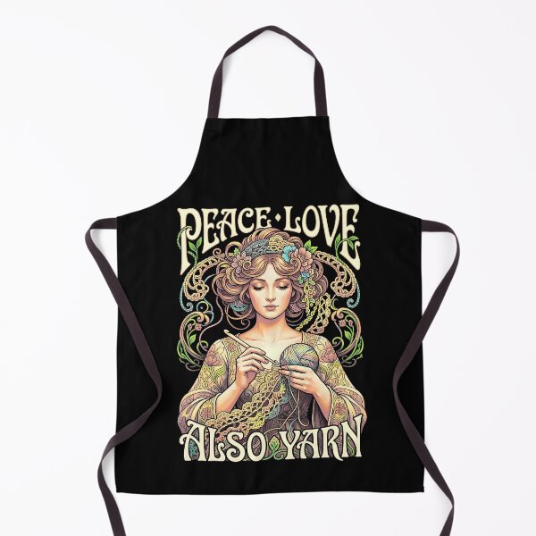 Item preview, Peace Love Also Yarn Funny Vintage Crochet Crocheting Girl designed and sold by GrandeDuc.