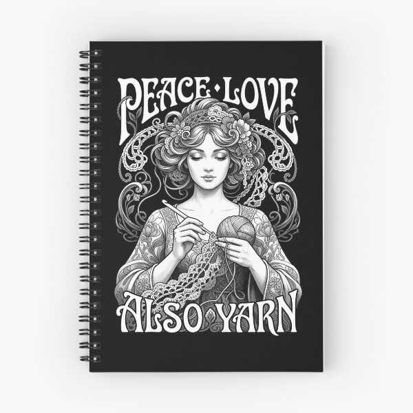 Item preview, Peace Love Also Yarn Funny Vintage Crochet Crocheting Girl designed and sold by GrandeDuc.